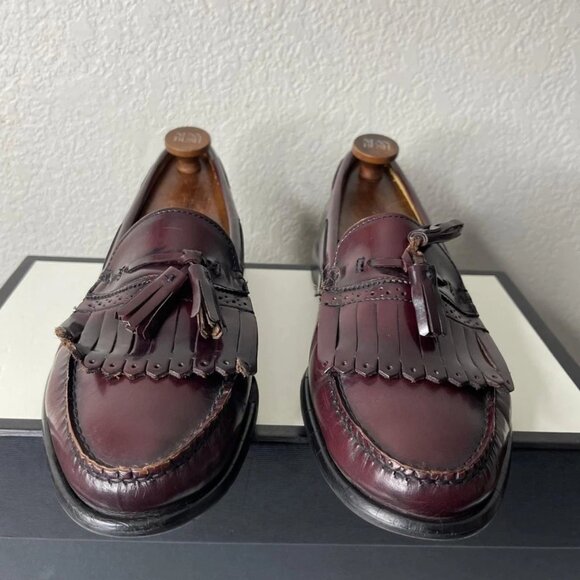 G H Bass & Co. Weejuns Kiltie Tassel Loafer Burgundy Leather Slip On Men's 12 D - Picture 1 of 15